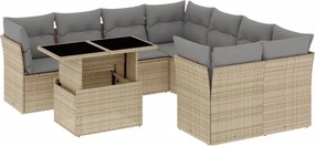 vidaXL 9 részes bézs polyrattan kerti ülőgarnitúra párnákkal
