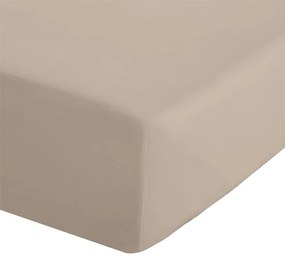 Világosbarna gumis perkál lepedő 135x190 cm Easy Iron Percale – Catherine Lansfield