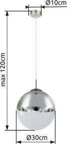 Globo 15853 Függeszték, nikkel matt, üveg átlátszó,króm, ø: 300, Foglalat típusa:1xE27 60W 230V