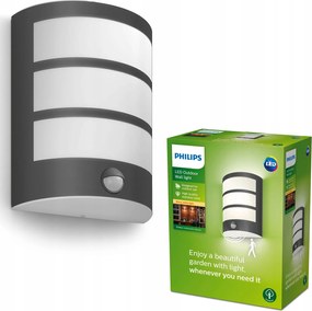 Kerti fali lámpa Led homlokzati lámpa 6W alkonyati mozgásérzékelő Philips