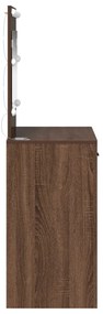 Sminktükör LED Világítással Barna Tölgy 78,5x41x135 cm