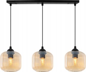 Mennyezeti Függőlámpa Csillár Hármas Topáz Faragott Üveg Az Asztal Felett