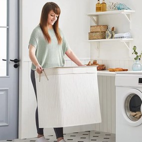 Jurhan DORA bambusz szennyeskosár, 150 l, fehér