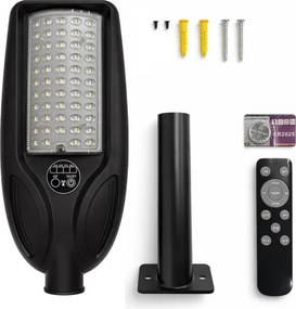 LED dimmelhető napelemes utcai lámpa érzékelővel VENICE 50W/4000 mAh IP65 fekete + távirányító