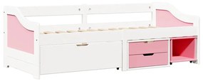 Napozóágy 3 fiókkal matrac nélkül IRUN Fehér&amp;Rózsaszín 90x200cm
