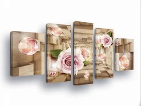 Vászonkép 170x100 Rózsa rózsaszín virágok fa 3D romantikus modern polip