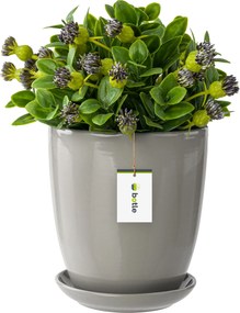 Kerámia kaspó ø32cm, talppal, szürke