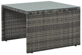 3-részes szürke polyrattan kerti bútorszett párnákkal