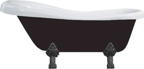 Luxury Retro szabadon álló fürdökád akril  150 x 73 cm, fehér/fekete, láb fekete  - 53251507375-70 Térben álló kád