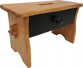 Közepes Éger Pácolt Etetőszék Fekete Fiókkal Zsámoly Szék