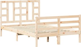 vidaXL tömör fa ágykeret fejtámlával 120 x 200 cm