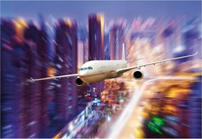 Fotótapéta Repülőgép az éjszakai város felett vinil fények 312x219 szárnyak +ragasztó