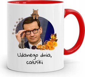 Piros Politikus Bögre Mateusz Morawiecki Miniszterelnök fényképes nyomtatással
