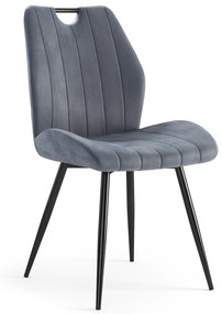 MAZZONI EXPORT ARNO Szürke (Bluvel 14 szövet) - MODERN KÁRPITOZOTT ÉTKEZŐSZÉK NAPPALIBA/ÉTKEZŐBE VELVET FOGANTYÚVAL