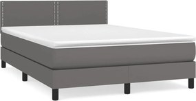 vidaXL szürke műbőr rugós ágy matraccal 140x190 cm