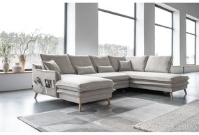 Bézs kinyitható sarokkanapé (jobb oldali-U alakú) Charming Charlie – Miuform