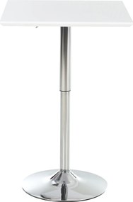 HOMCOM Bárasztal Bistro Pub Magasságban Állítható Négyszögletes Bárasztal Acél Fehér 60 x 60 x 69-92 cm | Aosom