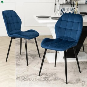 szett étkezőasztal CLARK 120-160 cm fényes fekete/fehér és 4 szék LUCKY sötétkék