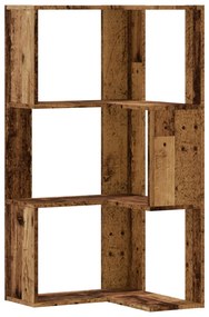 3 szintes antik fa szerelt fa sarok könyvespolc 50 x 50 x 102cm