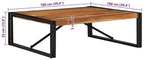 tömör akácfa dohányzóasztal 100x100x35 cm