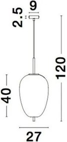 NOVA LUCE 9624073 LATO Egyágú Függesztett Lámpa Üveg E27 IP20