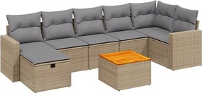 vidaXL 8 részes vegyes bézs polyrattan kerti ülőgarnitúra párnákkal