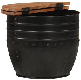 fekete tömör újrahasznosított fa dohányzóasztal 50 x 39,5 cm