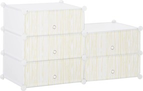 HOMCOM Műanyag Cipőtartó Polc 6 Pár Cipőhöz Üvegdoboz Előszobába DIY Rakható Polc Cipőtartó Fehér 49 x 36,5 x 108 cm | Aosom