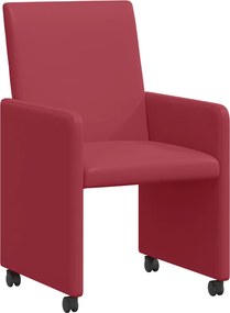 vidaXL Kerekes Étkező Székek 2 pcs bordó 57 x 66 x 94 cm Műbőr