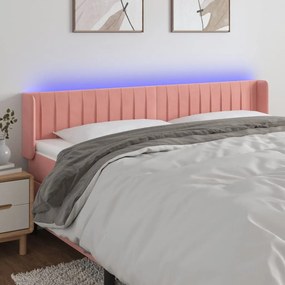 rózsaszín bársony LED-es fejtámla 203x16x78/88 cm
