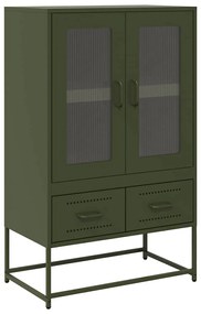 olívazöld acél magasszekrény 68x39x111,5 cm