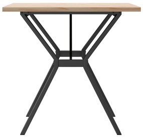 tömör fenyőfa és acél étkezőasztal Y-vázzal 80x80x75,5 cm