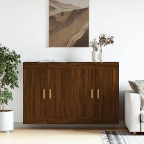 2 db barna tölgyszínű szerelt fa fali szekrény