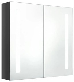 betonszürke LED-es tükrös fürdőszobaszekrény 62 x 14 x 60 cm