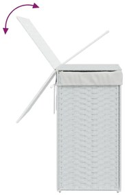 fehér polyrattan szennyeskosár fedéllel 46x33x60 cm