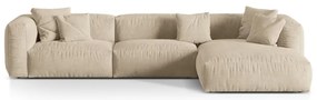 Bézs bársony moduláris sarokkanapé (jobb oldali-heverő résszel) Martina – Micadoni