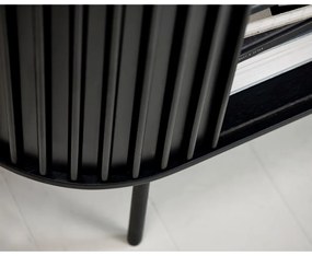 Fekete szekrény tölgyfa dekorral 125x110 cm Siena – Unique Furniture