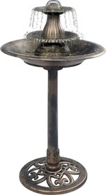 vidaXL bronzszínű műanyag madárfürdető szökőkúttal 50 x 91 cm