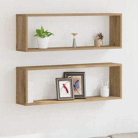 Falipolc 2 db Kézműves tölgy 80x15x26 cm Műanyag