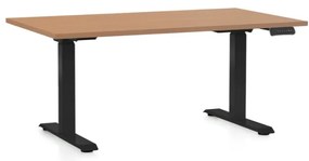 Állítható magasságú asztal OfficeTech D, 140 x 80 cm, fekete alap, bükkfa