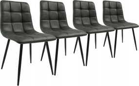 4 Szék Szürke Kárpitozott Modern Loft Szék Nappali Lábak Fekete Den