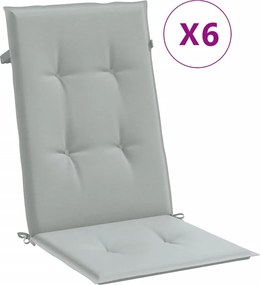 vidaXL 6 db világosszürke szövet magas háttámlájú székpárna 120x50x4cm