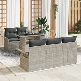 vidaXL Kerti Kanapé Szett párnával 6 pcs Világosszürke Poly Rattan