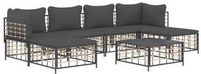 7 részes antracitszürke polyrattan kerti ülőgarnitúra párnákkal