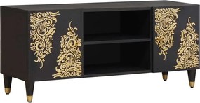 vidaXL TV szekrény polcokkal Fekete 105 x 33 x 46 cm Tömör Mangófát