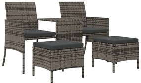 2 személyes szürke polyrattan kerti kanapé asztallal/székkel