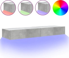 vidaXL 2 db betonszürke TV-szekrény LED-lámpákkal 60x35x15,5 cm