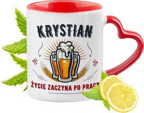 Krisztiánnak Piros Bögre Szív Alakú Füllel Ajándék