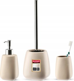 Fürdőszoba Szett Fürdőszoba Szappan Adagoló Kefe Bögre Bézs 3in1