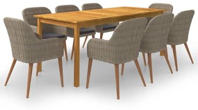 vidaXL 9 részes barna kerti étkezőgarnitúra